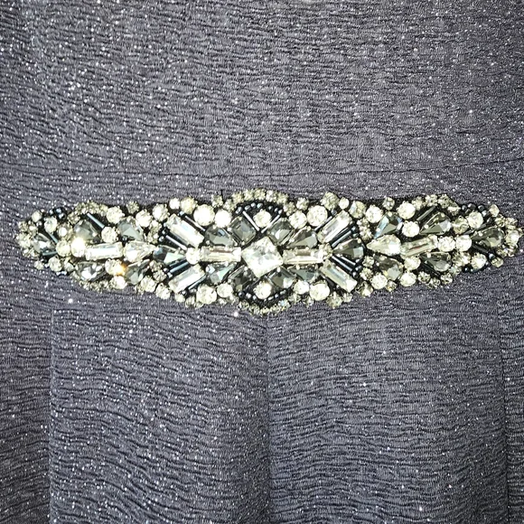 Eliza J Navy Sparkle Stretch Dress Embellished Waist Size 10 - Picture 4 of 15